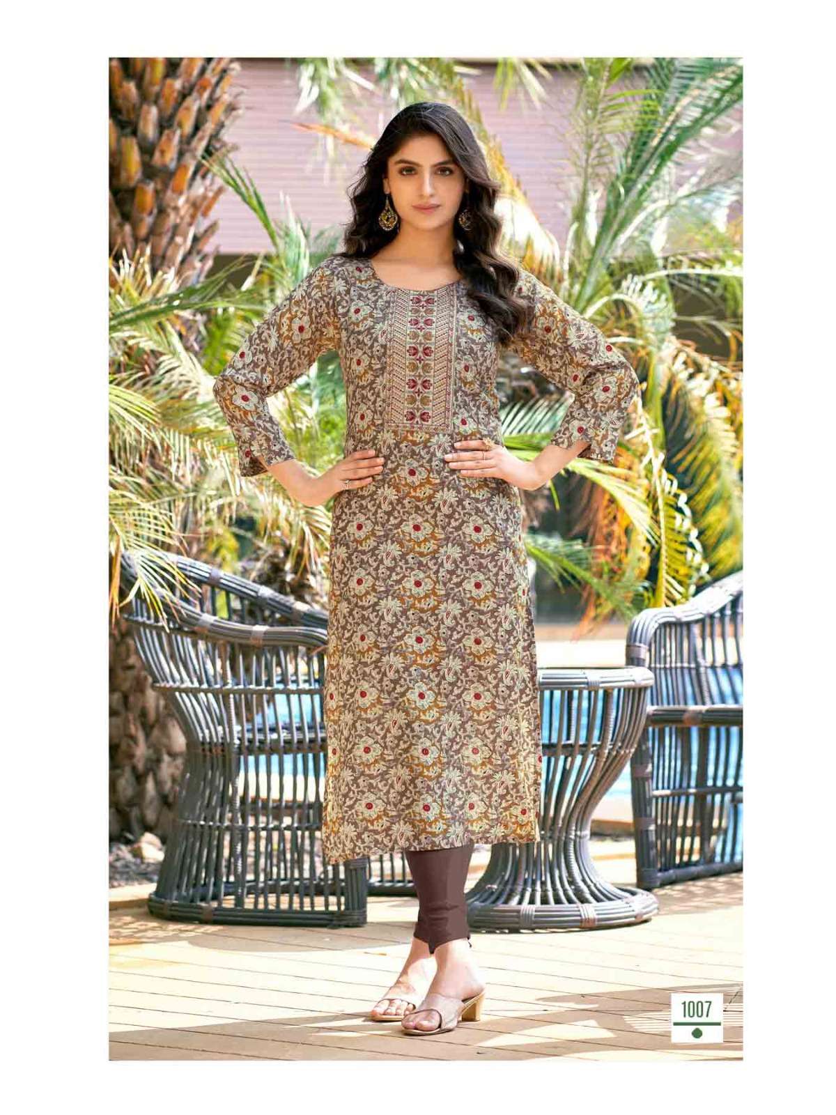 ROLEX VOL 1 HEAVY RAYON FOIL PRINTED SEQUENCE WORK KURTI BY COLORPIX BRAND 1007